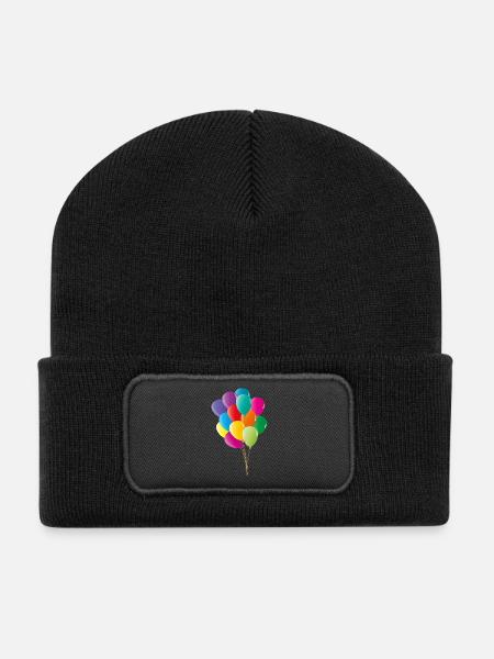 Fröhliche bunte Luftballons in kräftigen Farben - Recycelte Patch Beanie - Schwarz