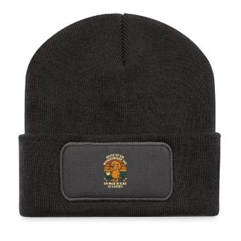 Travail Matin Grouch Bureau Chien Drôle Dicton - Beanie recyclé à patch - charbon - Devant