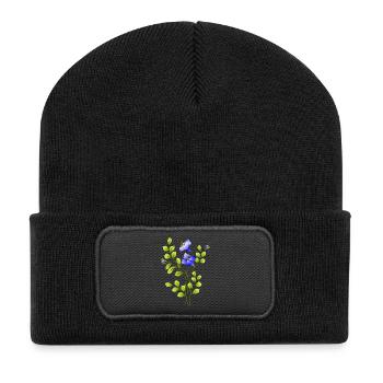 Blumen - Recycelte Patch Beanie - Schwarz - Vorne