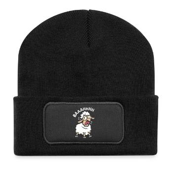 Mouton fou avec dicton - Motifs drôles d’animaux - Beanie recyclé à patch - noir - Devant