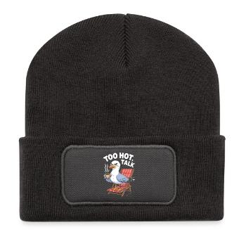 Sassy Seagull Relaxing with Coffee - Recycled Patch Beanie - dark grey - Front