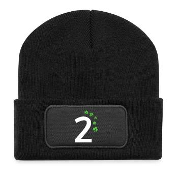 2 - Recycelte Patch Beanie - Schwarz - Vorne