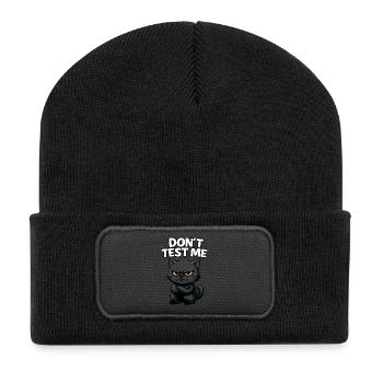 Don’t Test Me | Angry Black Cat Funny Sarcastic -W - Recycled Patch Beanie - black - Front
