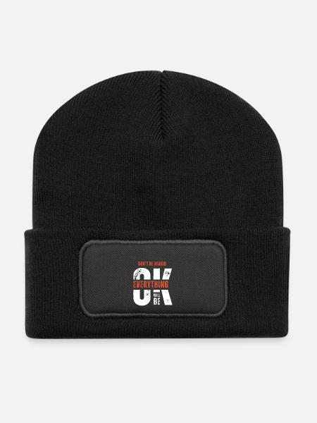Bleiben Sie stark - Recycelte Patch Beanie - Schwarz