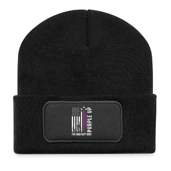 USA Flag with Military Pendant for Kids - Recycled Patch Beanie - black - Front