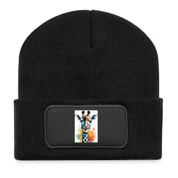 Abstract Geometric Giraffe Art - Recycled Patch Beanie - black - Front