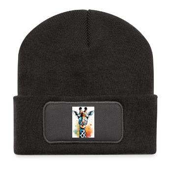 Abstract Geometric Giraffe Art - Recycled Patch Beanie - dark grey - Front