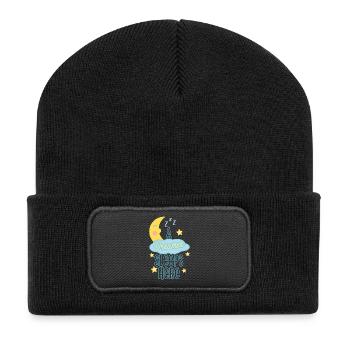 Schlafender Träumer Astronaut Design - Recycelte Patch Beanie - Schwarz - Vorne