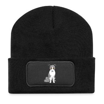 Border Collie Side Eye - Recycled Patch Beanie - black - Front