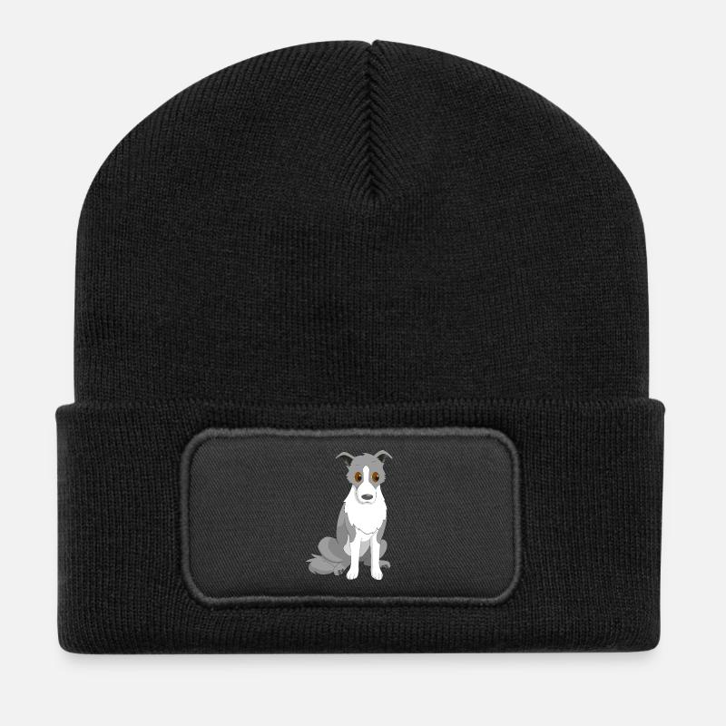Border Collie Side Eye - Recycelte Patch Beanie - Schwarz