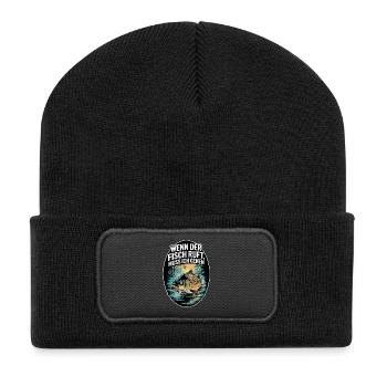 When the fish calls, I'm gone - Recycled Patch Beanie - black - Front