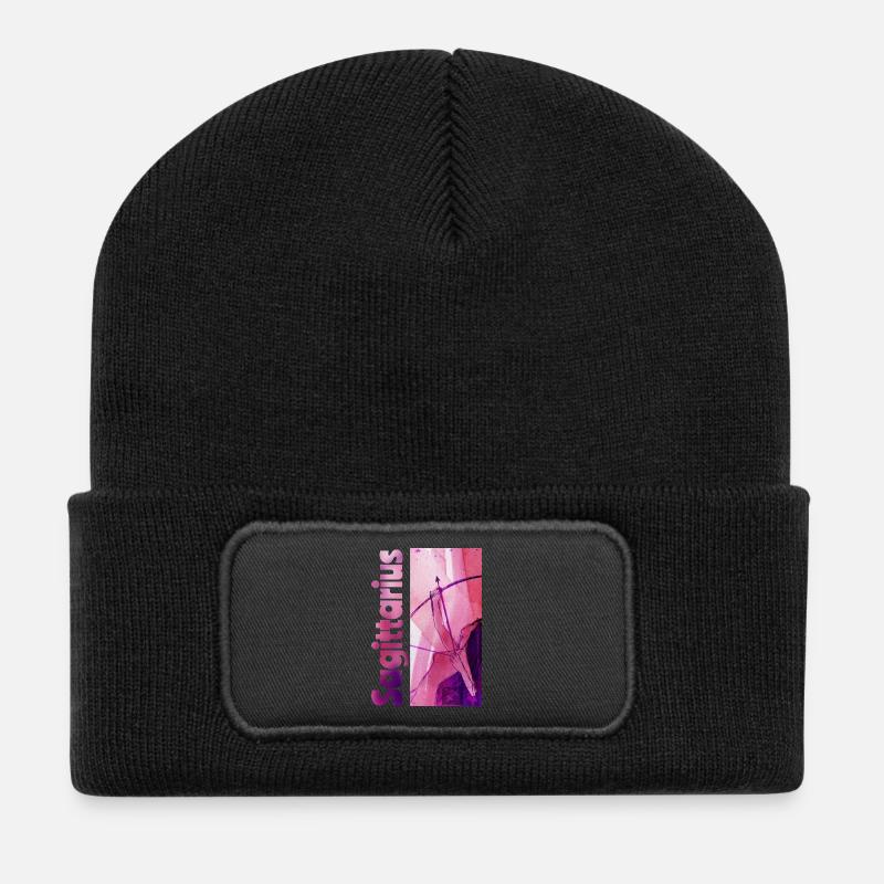 Zodiac Sagittarius Watercolor - Recycled Patch Beanie - black