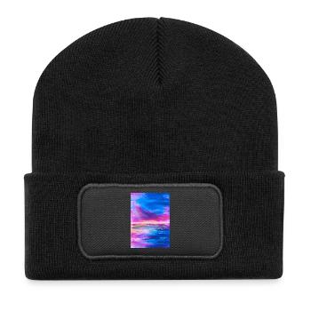 Lebendiger Himmel Horizont Abstrakte Kunst - Recycelte Patch Beanie - Schwarz - Vorne