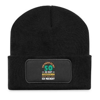 Cadeau amusant pour un 50e anniversaire - Beanie recyclé à patch - noir - Devant