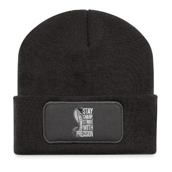 Cobra mit Präzisionszitat - Recycelte Patch Beanie - Dunkelgrau - Vorne