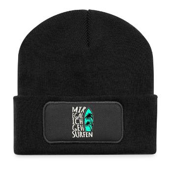 Je m’en fiche, je vais surfer - Beanie recyclé à patch - noir - Devant