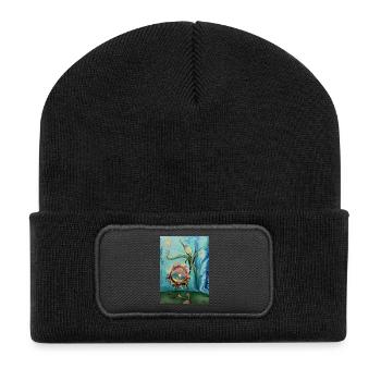 Surreale sonnenbeschienene Meereskreaturen Kunst - Recycelte Patch Beanie - Schwarz - Vorne