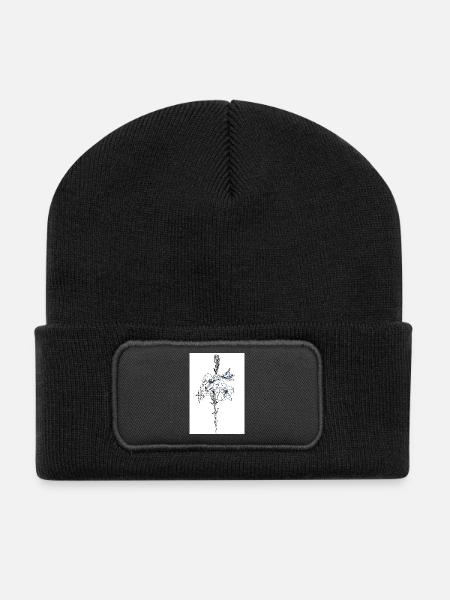 Blue lillies - Recycelte Patch Beanie - Schwarz