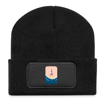 Aszendent Wasserrakete - Recycelte Patch Beanie - Schwarz - Vorne
