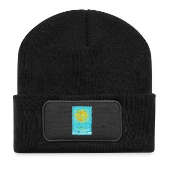 Sun vortex on the beach boat - Recycled Patch Beanie - black - Front
