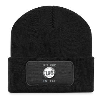 Zeit läuft 155 mph Retro Design - Recycelte Patch Beanie - Schwarz - Vorne