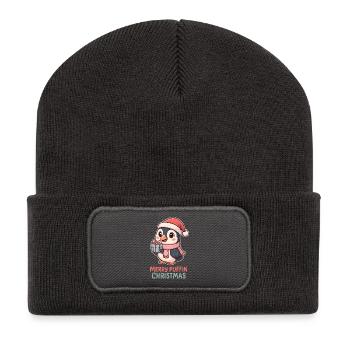 Papageientaucher Puffin Christmas Niedlich - Recycelte Patch Beanie - Dunkelgrau - Vorne