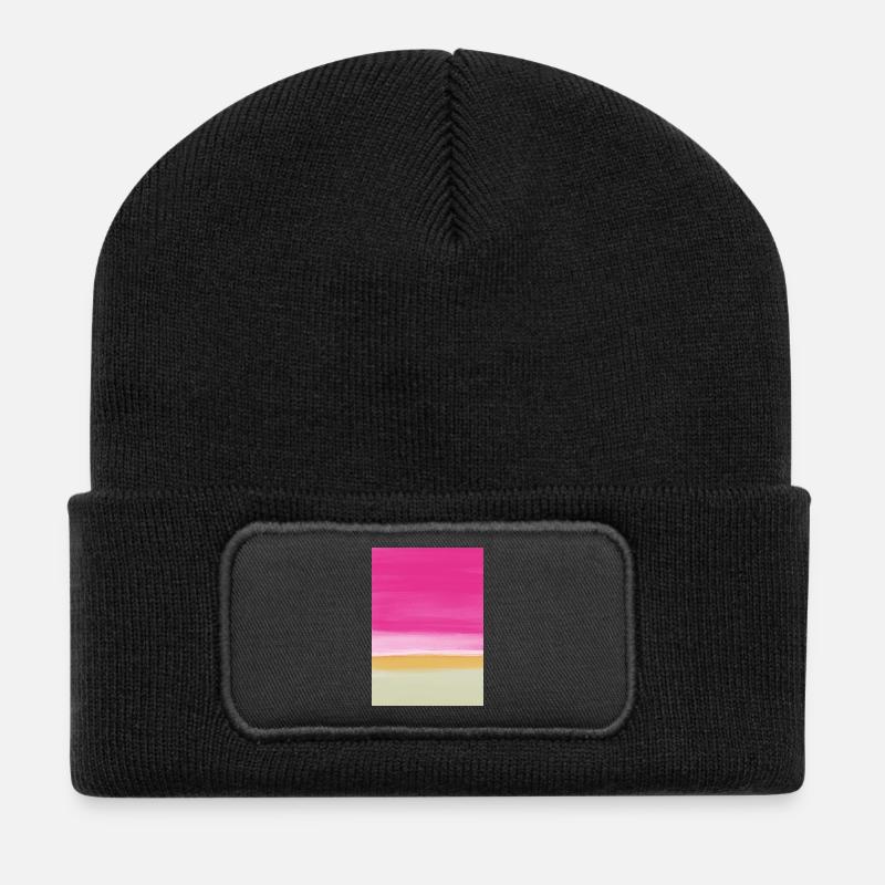 Étude de ligne rose jaune - Beanie recyclé à patch - noir