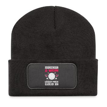 Ich gehe Bogenschießen - Recycelte Patch Beanie - Dunkelgrau - Vorne