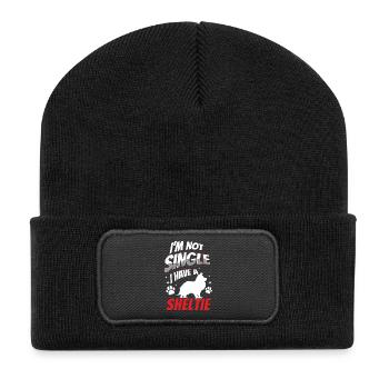 Sheltie nicht single Shetland Sheepdog - Recycelte Patch Beanie - Schwarz - Vorne