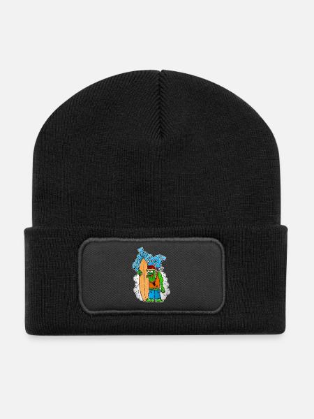 Beach Boy Surfer Monster - Recycelte Patch Beanie - Schwarz