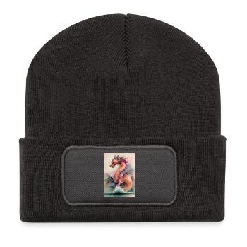 Fancy Watercolor Dragon Marine - Recycled Patch Beanie - dark grey - Front