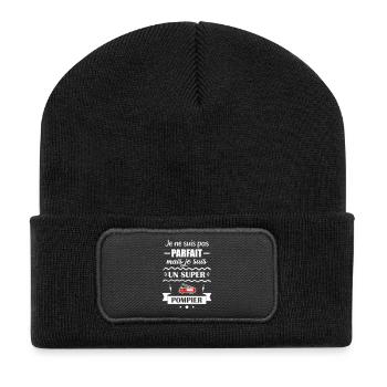 Super Firefighter Fire Hero Feuerwehrauto - Recycelte Patch Beanie - Schwarz - Vorne