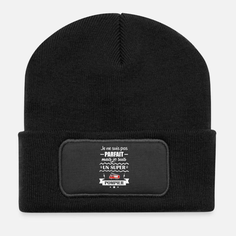 Super Pompier Héros du Feu Camion de pompiers - Beanie recyclé à patch - noir