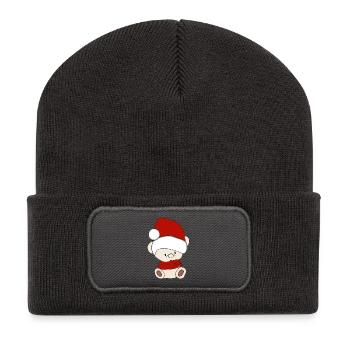 Teddy bear with winter hat Santa hat - Recycled Patch Beanie - dark grey - Front