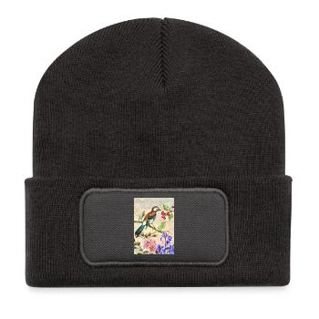 Oiseau coloré - Beanie recyclé à patch - charbon - Devant