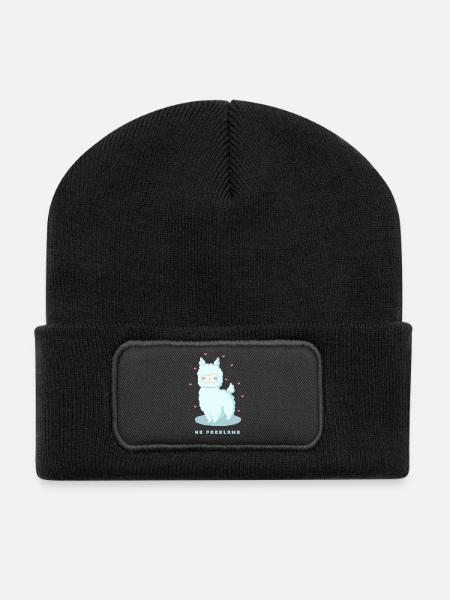 No Problama – Lustiges Lama Design - Recycelte Patch Beanie - Schwarz