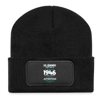 Anniversaire 80 ans - Légendes nées Janvier 1946 - Beanie recyclé à patch - noir - Devant