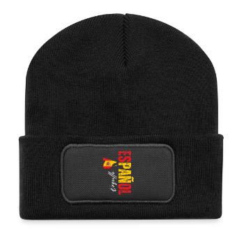Spanish Pride, vertikales Design - Recycelte Patch Beanie - Schwarz - Vorne
