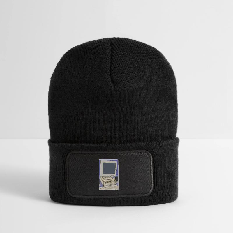 Retro Computer Desktop Setup Recycled Patch Beanie