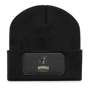 Hammersbald - Lustiger Wikinger-Gott der Ungeduld  - Recycelte Patch Beanie - Schwarz - Vorne