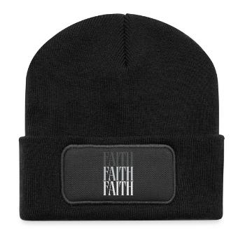 Glaubens Typografie Glaube macht Hoffnung - Recycelte Patch Beanie - Schwarz - Vorne
