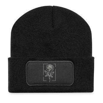 Pink Minimal Noir Line - Recycelte Patch Beanie - Schwarz - Vorne