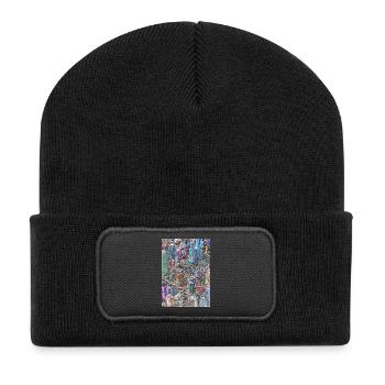 Gribouillage urbain coloré - Beanie recyclé à patch - noir - Devant