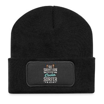 This is what a really cool surfer looks like Surfing - Recycled Patch Beanie - black - Front