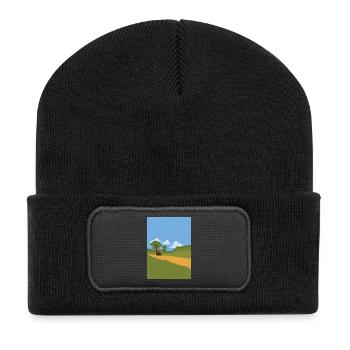 Postbote auf dem Fahrrad - Recycelte Patch Beanie - Schwarz - Vorne