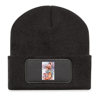Aquarelle Fantaisie d’hiver - Beanie recyclé à patch - charbon - Devant