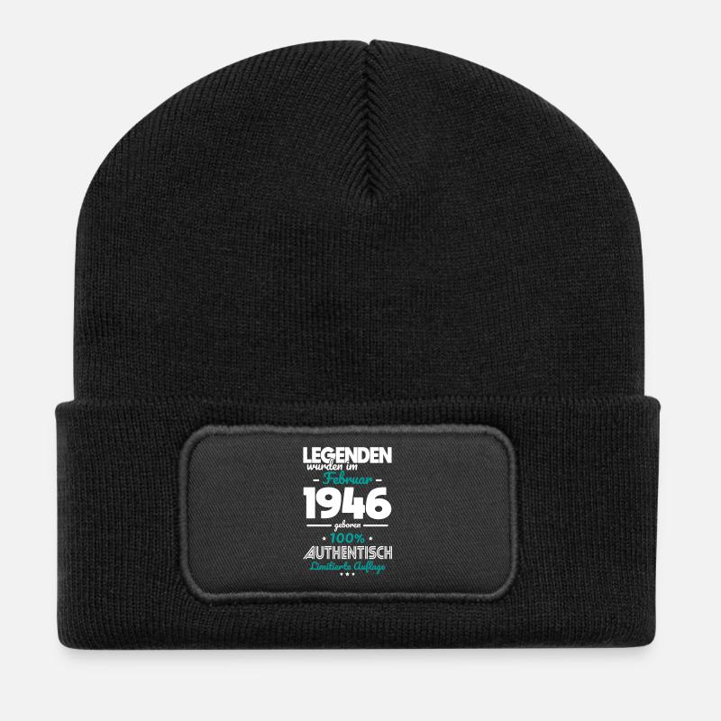 80. Geburtstag - Legenden wurden im Februar 1946 - Recycelte Patch Beanie - Schwarz