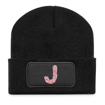 Monogram J of flowers - Recycled Patch Beanie - black - Front