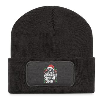 Das Ist Mein Weihnachtsschlafshirt - Recycelte Patch Beanie - Dunkelgrau - Vorne