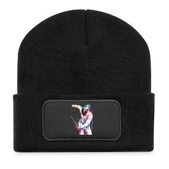 Fencing sport art #fencing #sport - Recycled Patch Beanie - black - Front